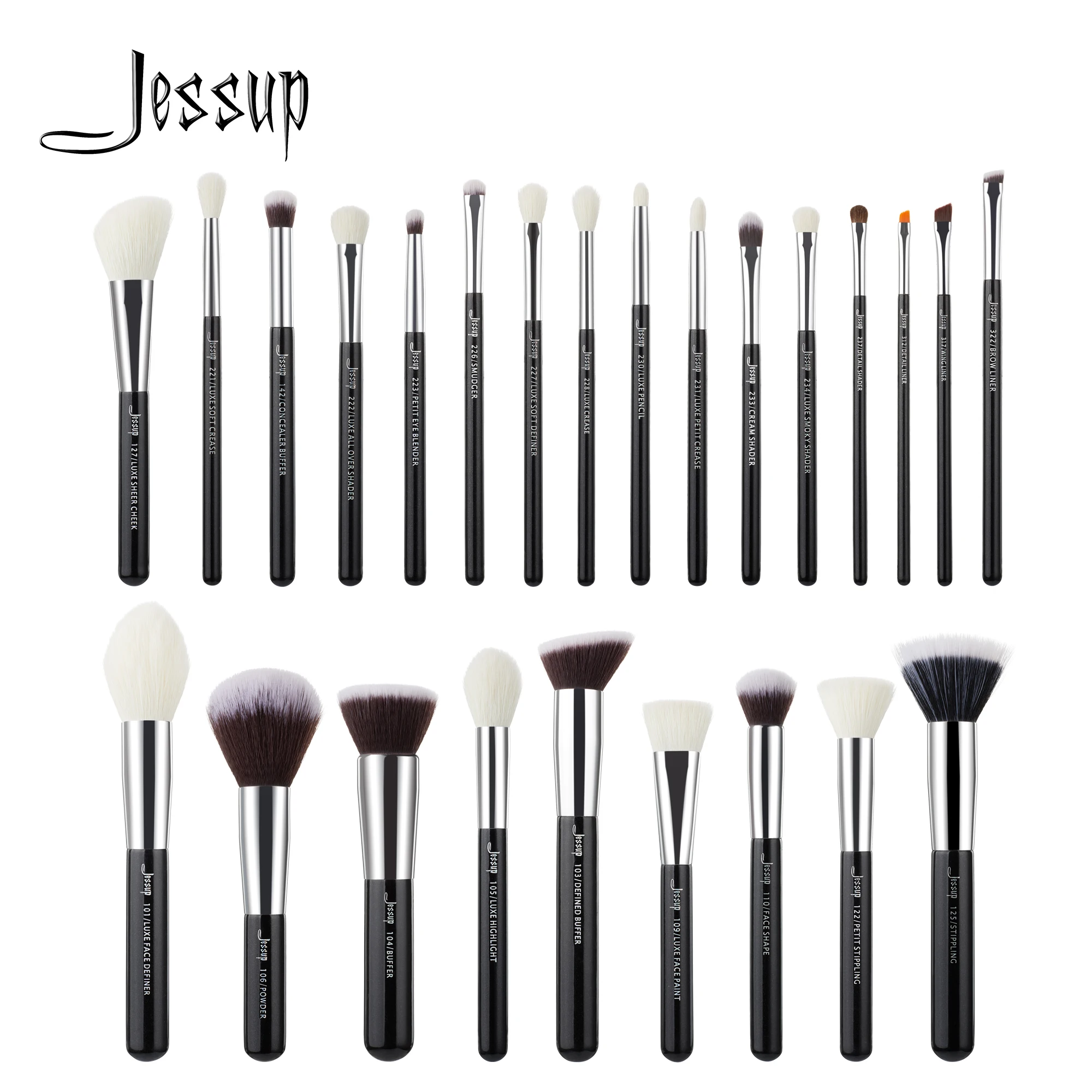 Jessup 25pcs Professional Makeup Brush Set Foundation Powder Concealer  Eyeshadow Blending Blush Highlighter Natural-Synthetic Hair Brushes