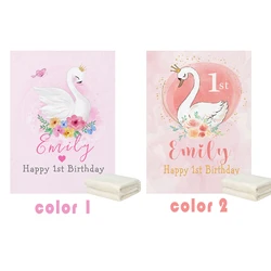 LVYZIHO Swan Princess Happy Birthday Custom Baby Blanket - 30x40 / 48x60 / 60x80 Inches - Fleece Blanket