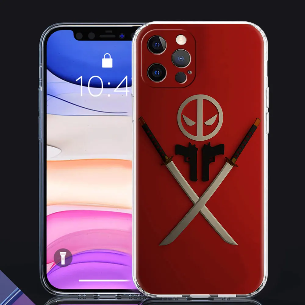 iphone 13 pro phone case Deadpool Marvel Dead Pool Funda for iPhone 13 12 Min 11 Pro Max Case 7 +XR X 8 6 6S Plus 5 5s SE Transparent Soft Phone Cover apple 13 pro max case
