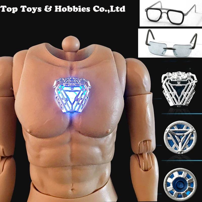 

1/6 Scale Iron Man Tony Nano reactor glasses for Tony Stark DIY ST020 /AT027/AT020 Durable Muscular Body figure