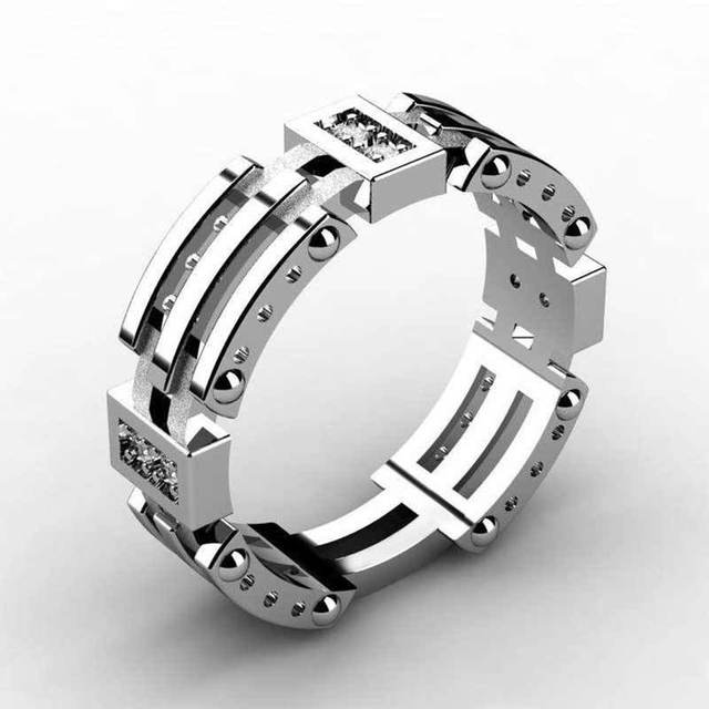 Punk Hiphop Series Mens Ring Band Cothic Geometry Men Ring Stone Trendy Gifts Gadget Ring For Gentleman
