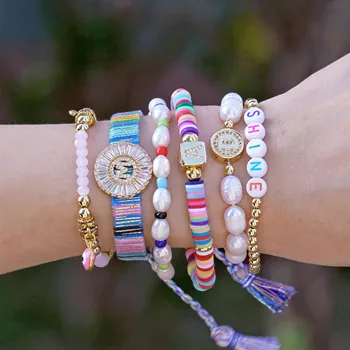 

New Design Boho Letter Charm Bracelet Men Women Gold 26 Initials Rainbow Silicone Name Bracelets For Female Couples jewelry Gift