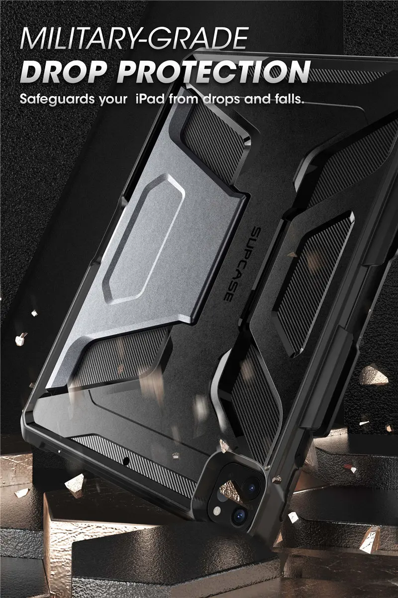 supcase para ipad pro caso ub capa de borracha robusta de corpo inteiro com suporte de lápis de maçã embutido kickstand