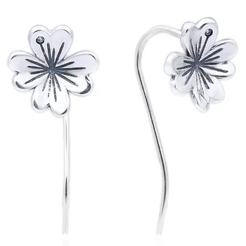 

Authentic 925 Sterling Silver Earring Lucky Four-leaf Clovers Hanging Earrings For Women Wedding Gift Fine Jewelry