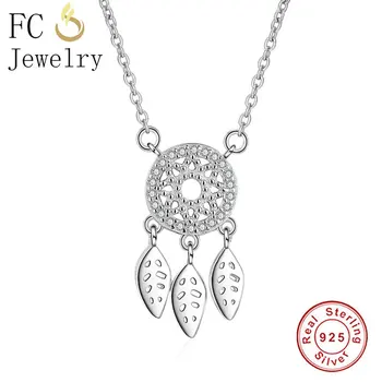 

FC Jewelry 925 Sterling Silver Layered Dreamcatcher Iced Out Zircon Crystal Pendant Necklace Women Girl Mujer Link Chain Choker