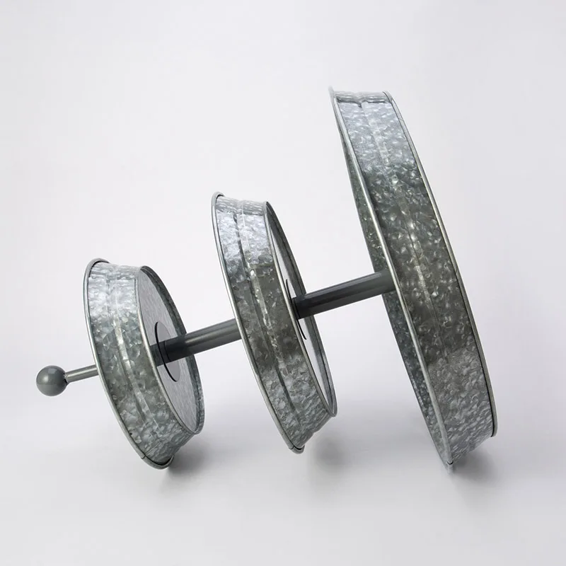 3 Tier Cake Stand Galvanized Metal Serving Tray Plant Dessert Cupcake Fruit Tiered Platter Vintage Decor for Home Party Kitchen