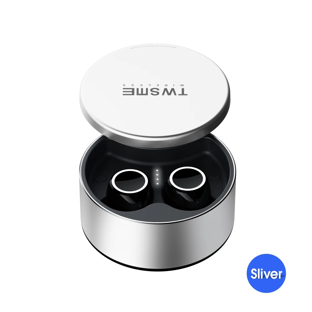 Silver Votoon TWS настоящие беспроводные наушники Bluetooth V5.0 наушники спортивная Гарнитура наушники Ai управление Беспроводная зарядка наушники - Цвет: Silver