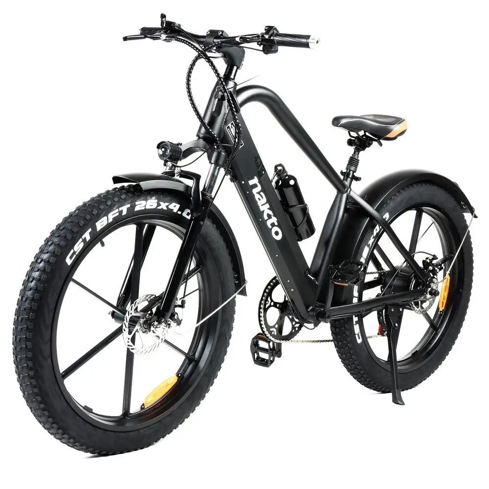 NAKTO Electric Bicycle 500W Motor Max Speed 25km/h 48V 10AH 50km Max Range – Direwolf 26 inch Lithium battery Aluminium