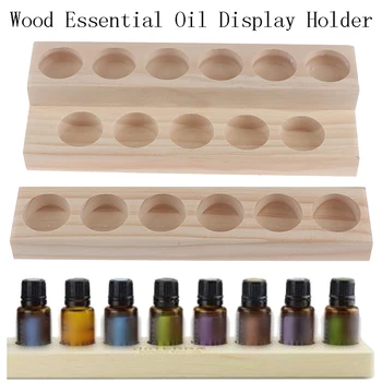

1pcs Handmade Natural Wood Display Rack Demonstration Station For 15Ml Bottles 6/12 Holes Wooden Essential Oil Tray