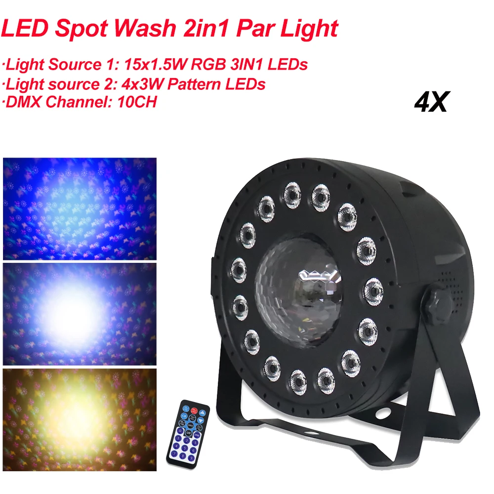 4 шт./лот 30 Вт светодиодные светильники Par RGB 3 в 1 диско шар DMX512 управление Can Spot Wasg