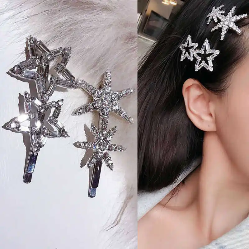 Украшения для волос со вспышкой звездой головной убор Снежинка зажим девушек