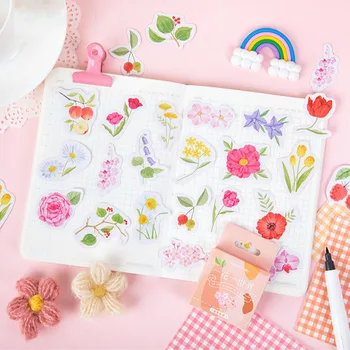 

46 Pcs/Box Cute Flower Sticker Decorative Adhesive Sticker journal Sticker Diary Scrapbooking Stationery Supplies