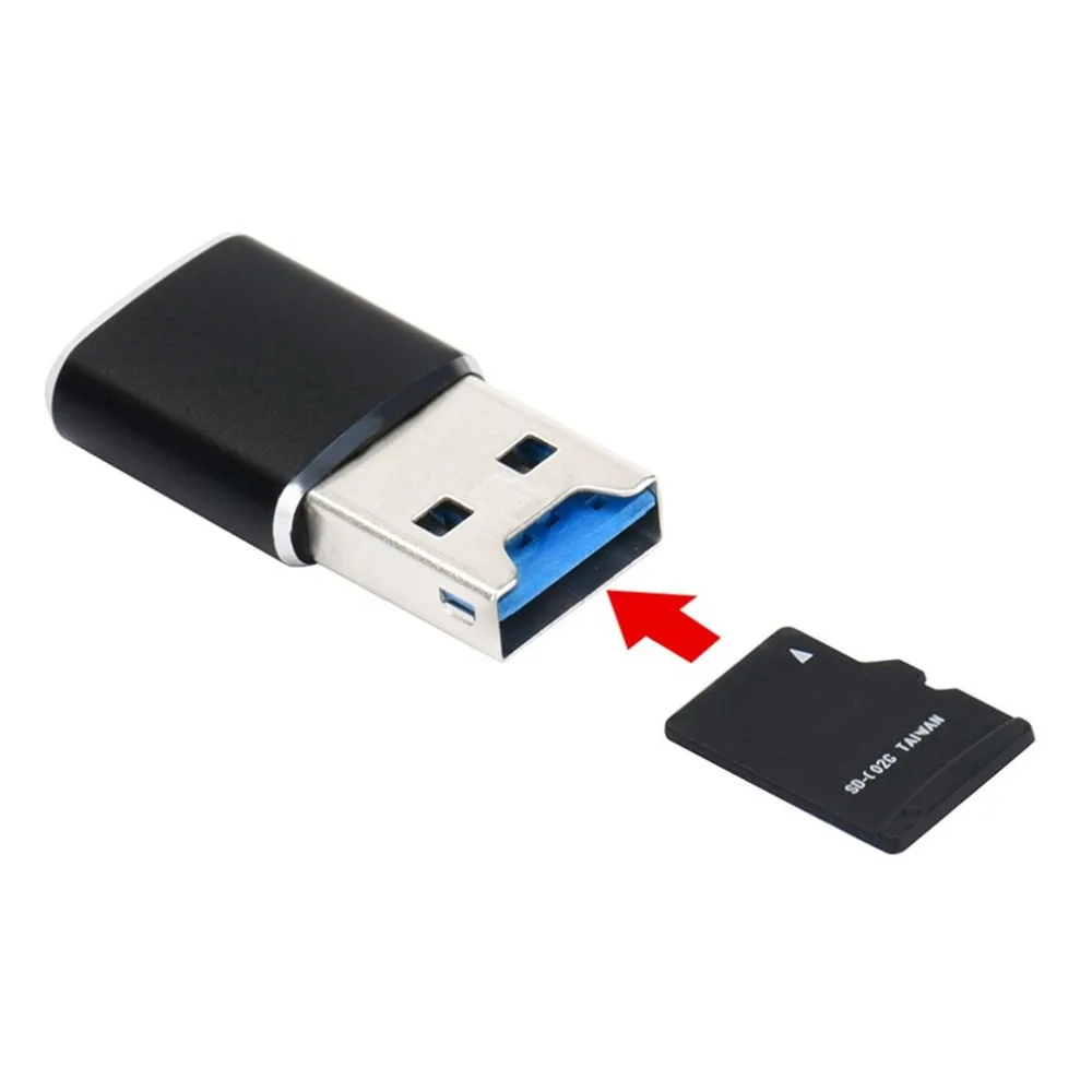 Мини-кардридер из алюминиевого сплава с разъемом usb типа Micro-USB и USB с поддержкой одновременного чтения и записи