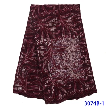 

New Arrival Sequins Fabric African Dress Tulle Fabric High Quality Evening Dress Fabric Nigerian Wedding Lace 5Yards GD3074B-1