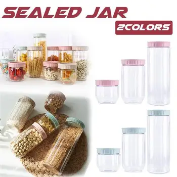 

Transparent Plastic Sealed Jar Kitchen Grain Storage Jar Storage Bottle ood Grain Rice Cereal Dispenser Storage Box