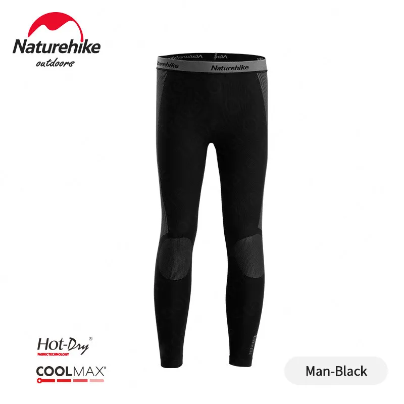 Man-Black-Pants Naturehike, на открытом воздухе, сохраняющее тепло, нижнее белье, Ультра тонкое, быстрое высыхание, Осень-зима, гигроскопичное и Впитывающее Пот спортивное нижнее белье - Цвет: Man-Black-Pants