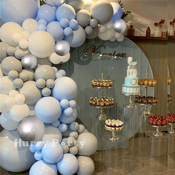 

126pcs Pastel Latex Ballon Blue Gray Mint Balloons Garland Arch Kit Birthday Weddings BabyShower Anniversary Party Decor Suppies