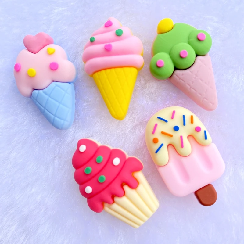 

10pcs Mini ice cream PVC flexible glue Flat back DIY Scrapbook Embellishment Phone Craft Decoration E22