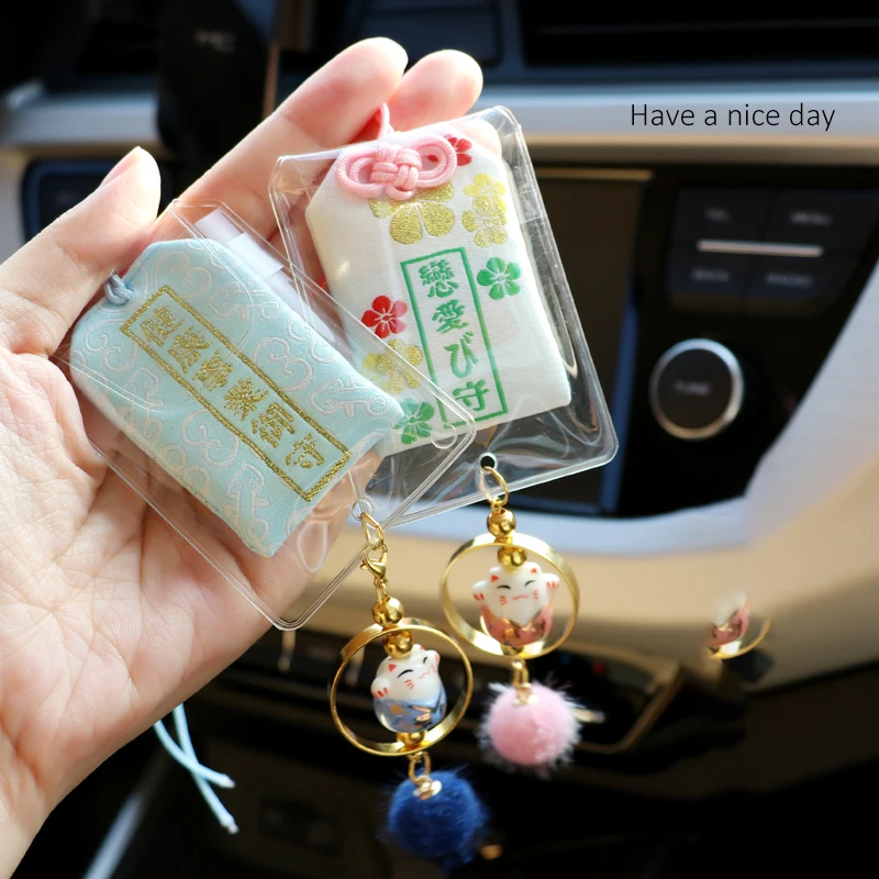 Новый японский кот удачи Omamori брелок манэки нэко Автомобильное зеркало заднего