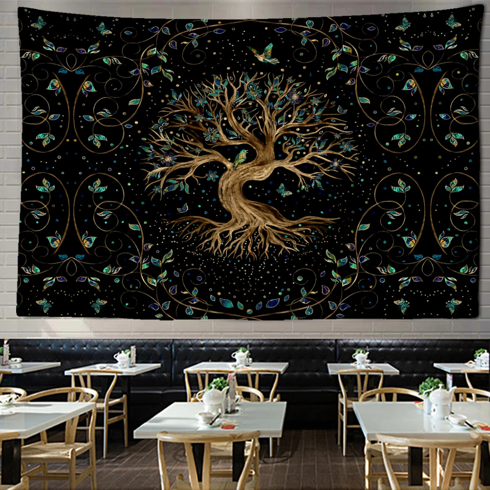 Tapestry Decor Tree of life Mushroom Forest Fairy Tale Castle