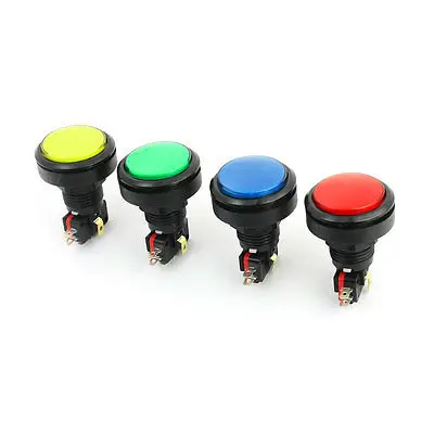 

4 Pcs Panel Mount Round Head SPDT 5 Pin Momentary Game Push Button Switch