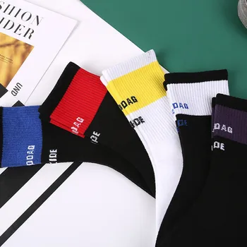 

SP&CITY 5Pairs/Set Winter Letter Patterned Women Socks Breathable Sweat Absorption Cotton Socks For Female Casual Joker Sox
