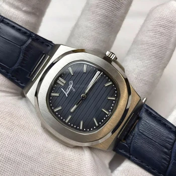 

Silver Luxury AAA Brand PP Watch men automatic U1 factory sapphire glass Lumious needles sweep movement leather strap PP watch 9