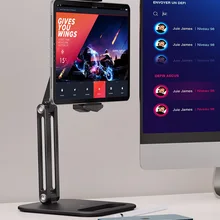 2022 Foldable Tablet Stand Three Shaft Design Multi Angle Adjustable Tablet Support Desktop Aluminum Hands Free Cell Phone