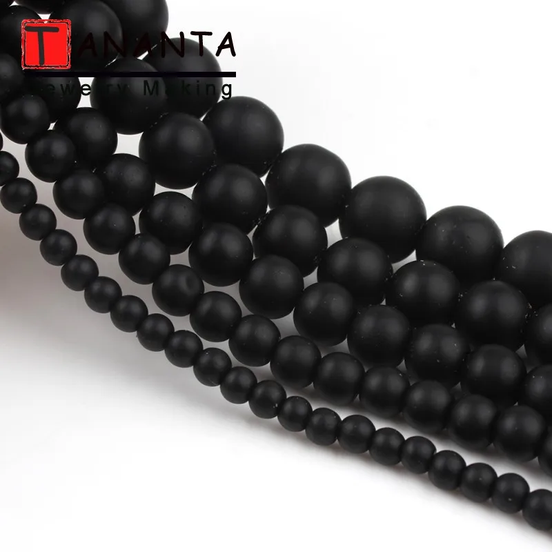 Stone Beads Matte Natural Black Agates Onyx Round Loose 4 6 8 10 12mm 15 inch For Jewelry Making DIY Charm Bracelet Necklace