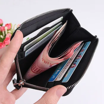 

Men's and Women's Leather Coin Purse Japanese Style Zip Fastener Purse Tree Ointment Leather Multi-function Portefeuille Homme
