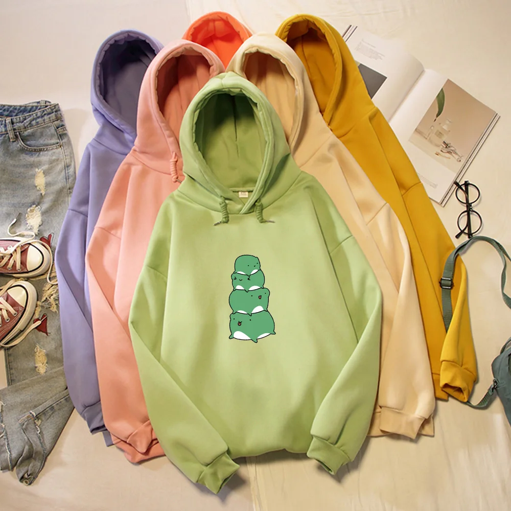 

Harajuku Hoodie Funny Frog Cartoon Hoodie Women Korean Long Sleeve Oversized Streetwear Pullover Sweatshirts Kpop Clothes Tops