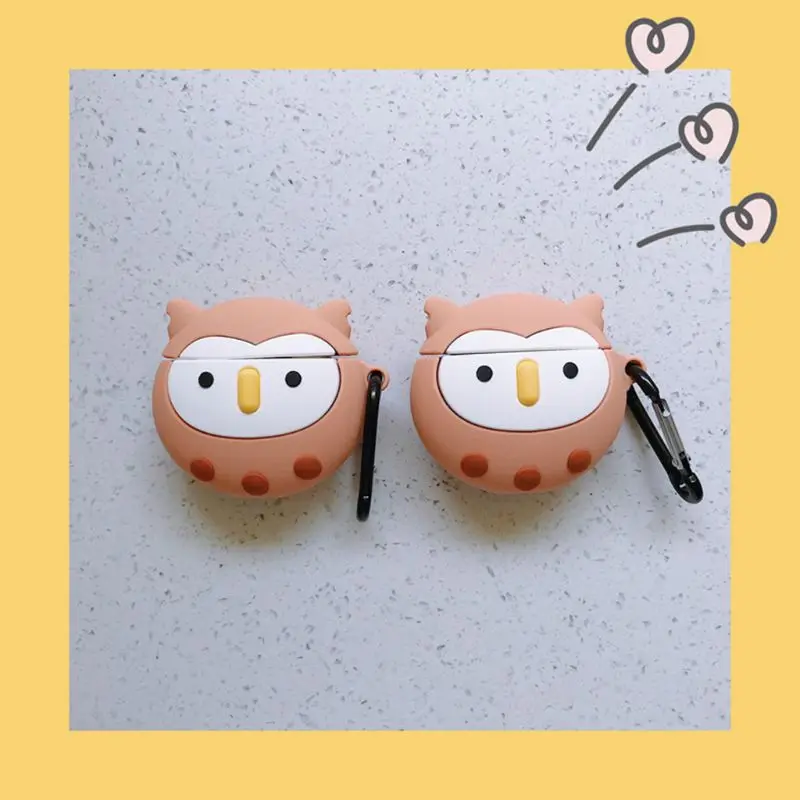 Мультфильм Сова Стиль Защитный чехол силиконовый чехол для Airpods 1/2 с карабином A5YA