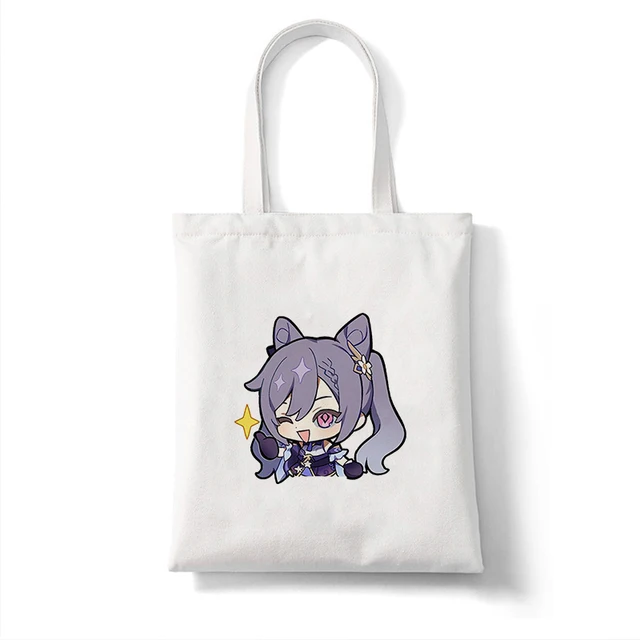 Canvas Bag Shopper Bag Genshin Game Kawaii Anime Shopping Bags Handbags Shoulder Bag Casual Handbag Women High Capacity Eco Bag B360H