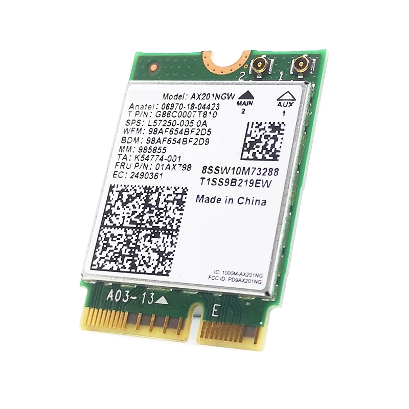 Сетевая карта AX201 NGW WiFi 6 3000 Мбит/с M.2 CNVio2 Bluetooth 5 0 адаптер для Windows 10 64 бит |