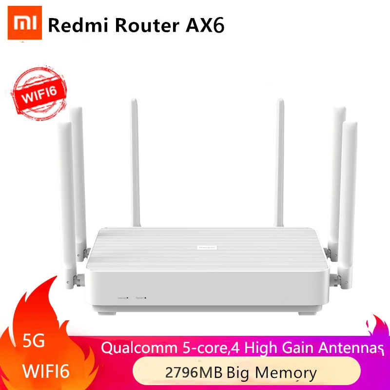 Новый Xiaomi Redmi роутер AX6 WiFi6 Qualcomm 6 ядерный 2 4G/телефон беспроводной сетевой Wi Fi