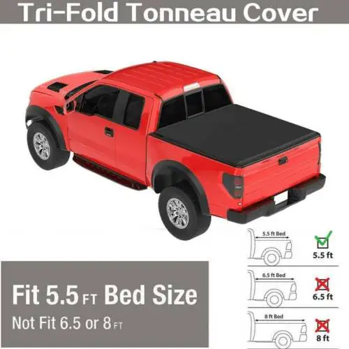 Samger Tri-fold Tonneau Cover Car Truck Soft Tri Fold For Ford F-150 04-08 5.5ft Short Bed