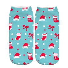 Повседневные носки для работы и бизнеса, 3D Рождественский Санта и олень, средние спортивные носки с принтом