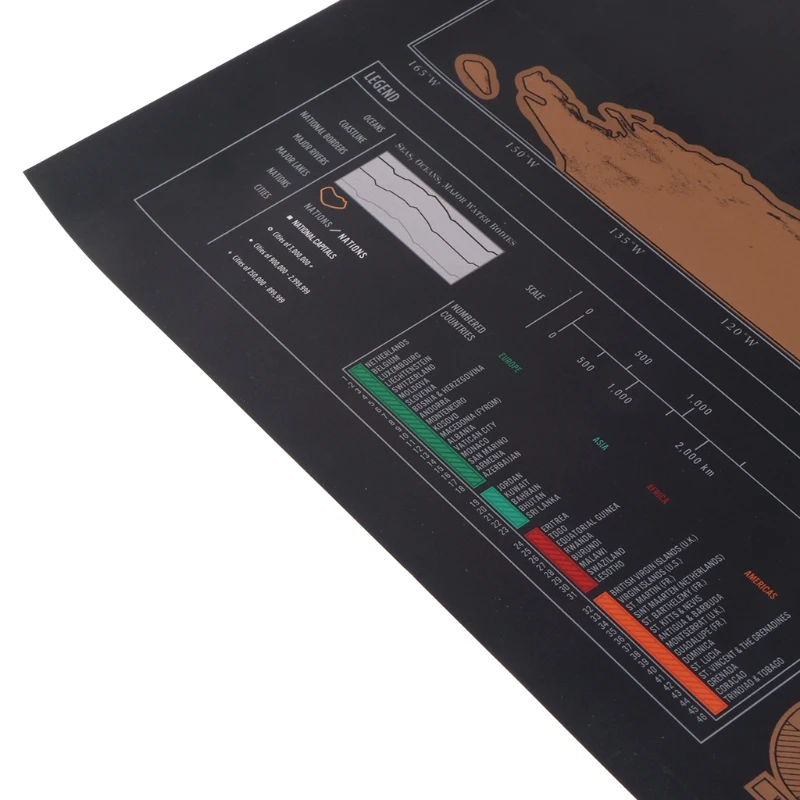 Скретч-офф журнал карта мира персонализированные путешествия постер с атласом флаги страны 82,5*59,4 cmDeluxe черное украшение карта мира