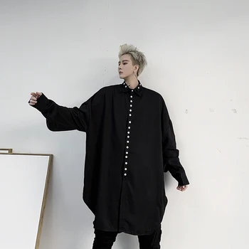 

NEW Men Multiple Buttons Casual Long Sleeve Loose Shirts Male Streetwear Punk Gothic Hip Hop Long Style Shirt