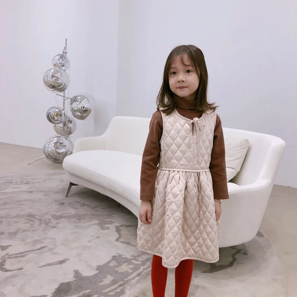 

19 November 15th winter girls dress sleeveless thicken solid color fashion baby girls dresses