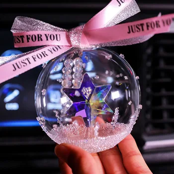

Crystal Star Ball Car Auto Fashion Pendant Interior Rhinestone Bling Rear View Mirror Ornament Hanging Dangle Charm Car Styling
