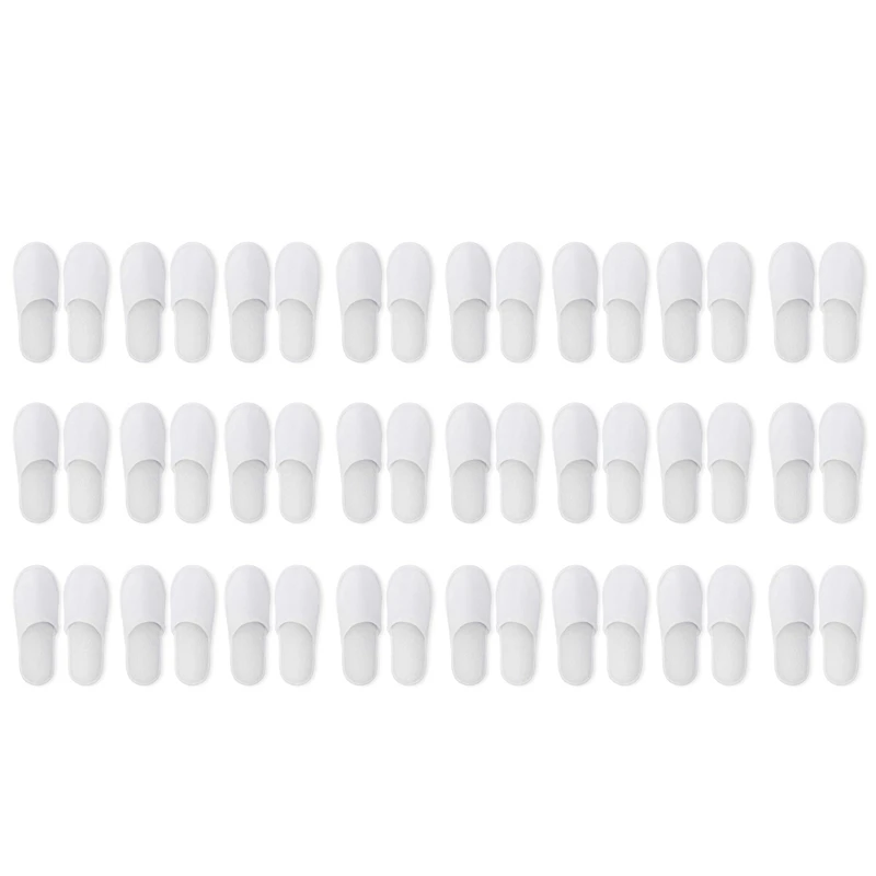 

AUAU-Disposable Slippers,24 Pairs Closed Toe Disposable Slippers Fit Size for Men and Women for Hotel, Spa Guest Used, (White)