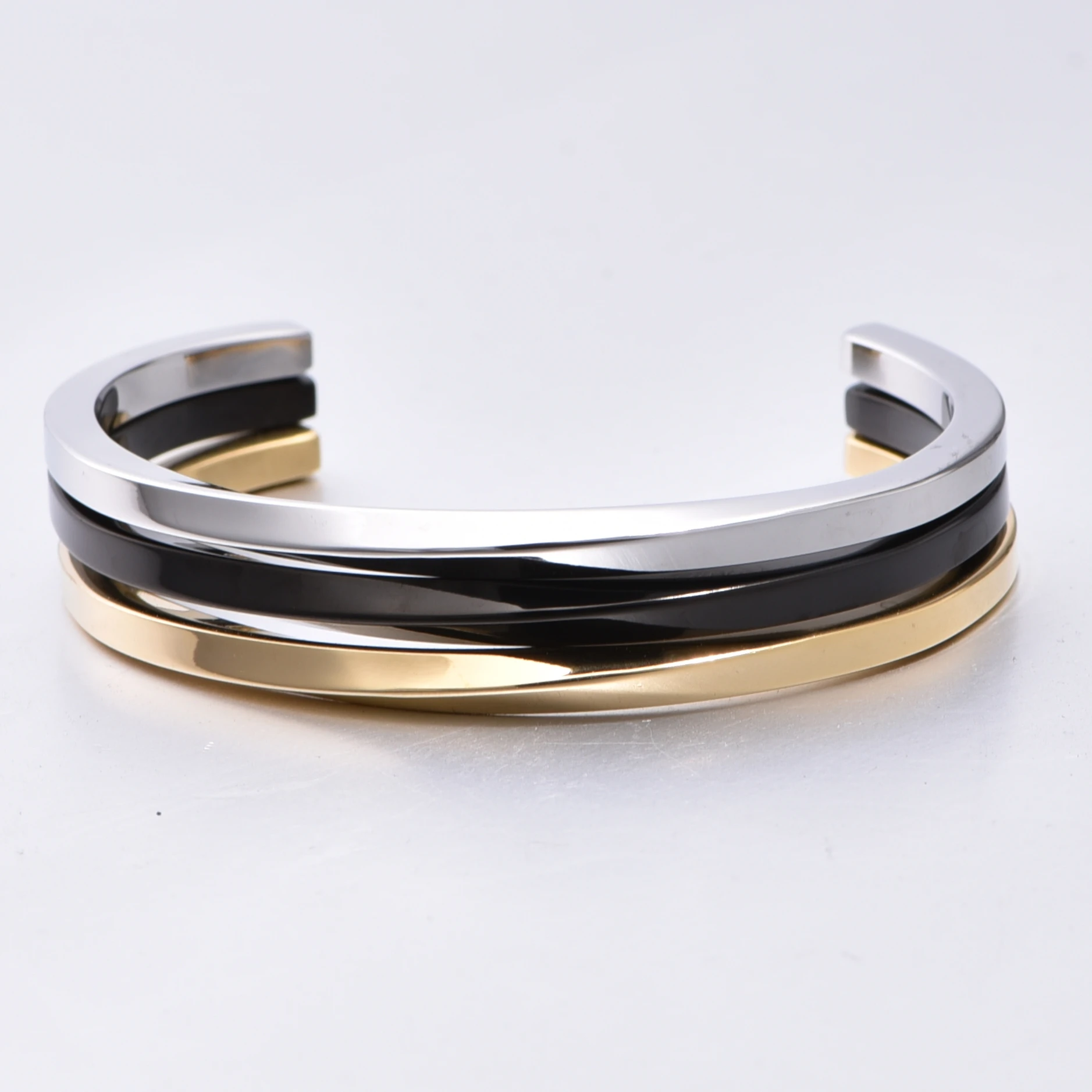 Simple Classic bangle Stainless steel Bangle men Bracelets black Cuff Bangle for Women Type C twisted Bangle  jewelry 6