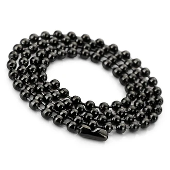 

5.0mm Large Stainless Steel Necklace Ball Bead Chain Link Black Male, Length 58cm