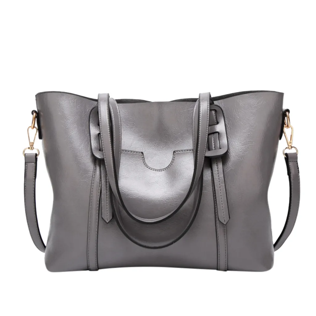 30#Fashion Women’s Solid Color Large Capacity Leather Handbag Travel Bag shoulder bag women sac bandouli re femme