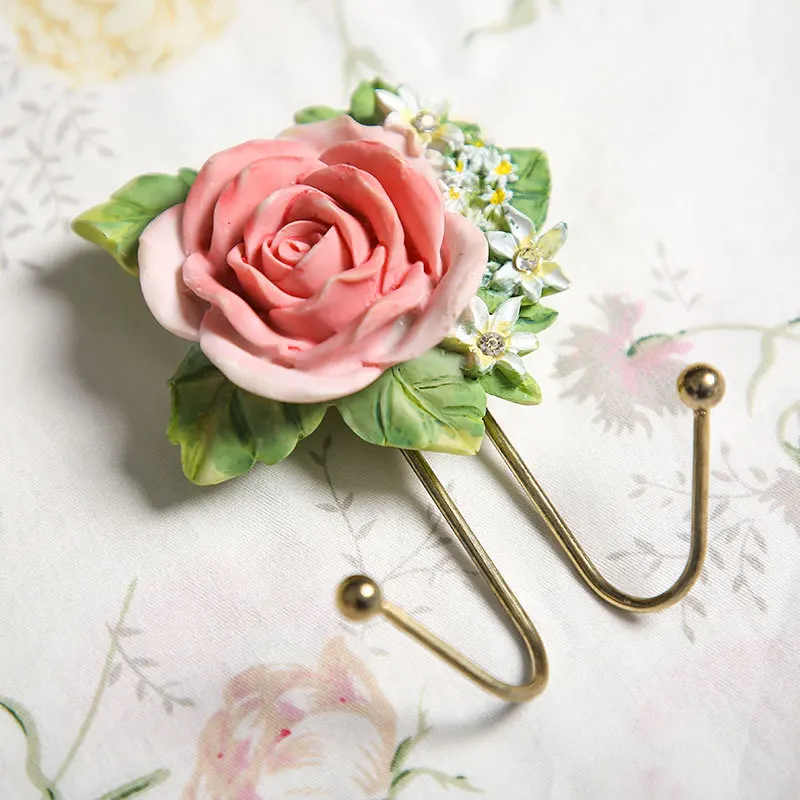 Heart-shaped Painted Single Wall Hook, Resin Rose Hanger, Gold, Home Decoration 2