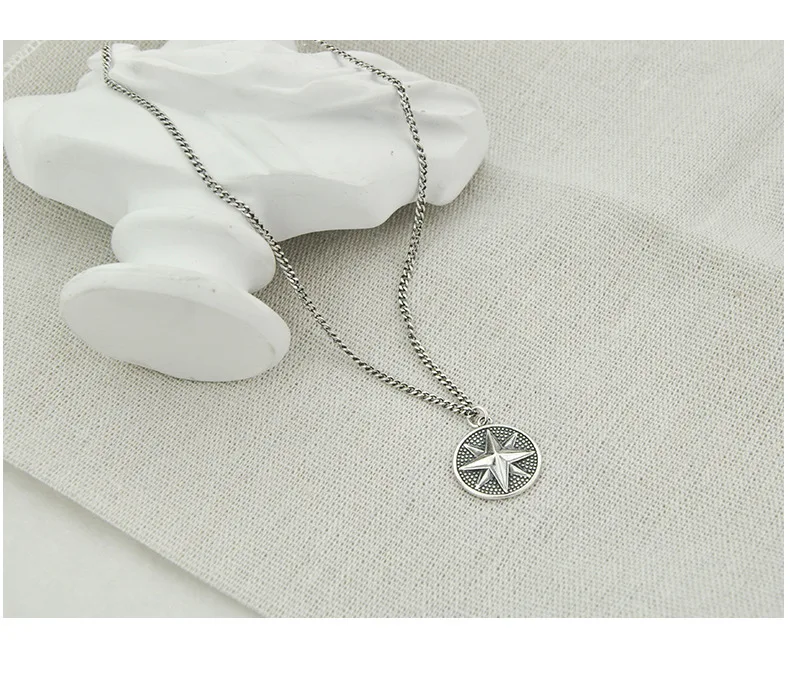 Leouerry 925 пробы Серебряное ожерелье с шестигранной звездой винтажная круглая подвеска с компасом ожерелье s для женщин серебро 925 ювелирные изделия подарки