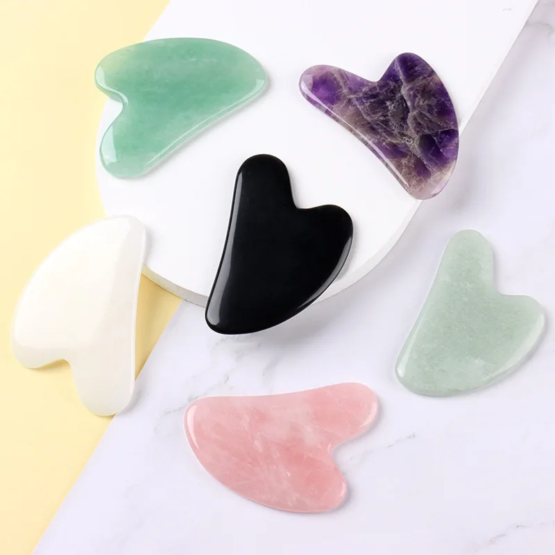 100% Natural Jade Stone Gua sha Board Massage Rose Quartz Guasha Plate For Face Neck Back Beauty Health Massage Tools
