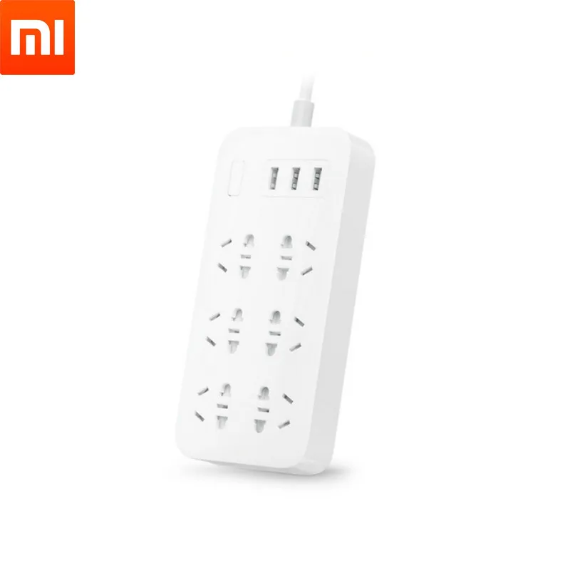Original Xiaomi Mi Smart Port Power Strip 6 Ports with 3 USB Fast Charge 2.1A Plug Charger AU UK EU for USA | Электроника