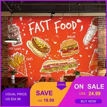 Пользовательские 3d росписи Гамбург пицца фаст-фуд обои Ресторан западный ресторан чайный магазин фон десерт торт Обои фреска